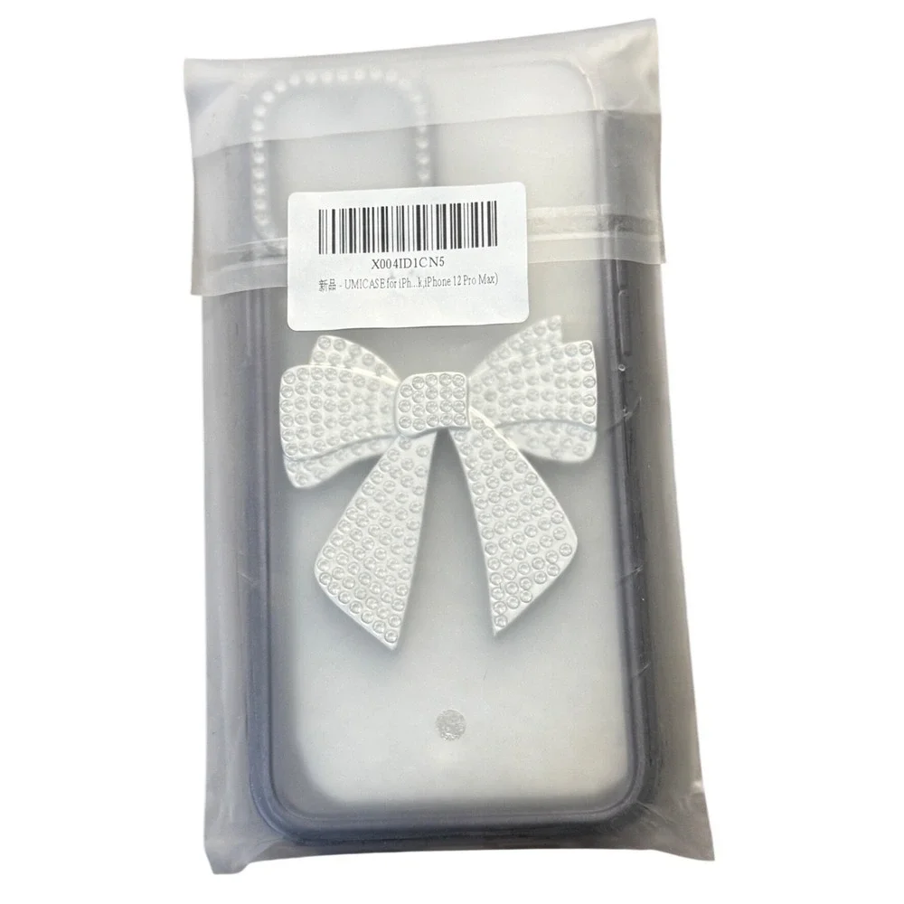 UMICASE iPhone 12 Pro Max Case Clear Rhinestone Bow Jeweled Camera Cover Silver